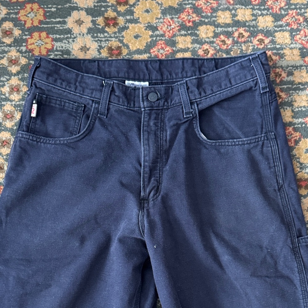 Carhartt FR navy blue carpenter pants 33x32 Cat 2 2112 FRB159 DNY flame resis